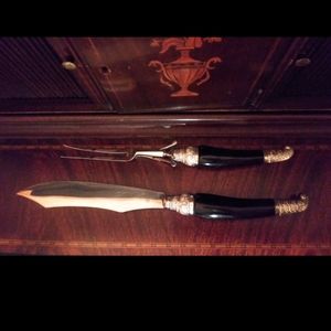 Gorgeous Bone and Silver Carving Utensils